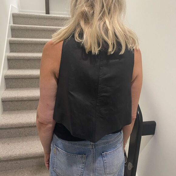 Papucei Women’s Leather Vest Black Asymmetrical OS - Picture 12 of 13